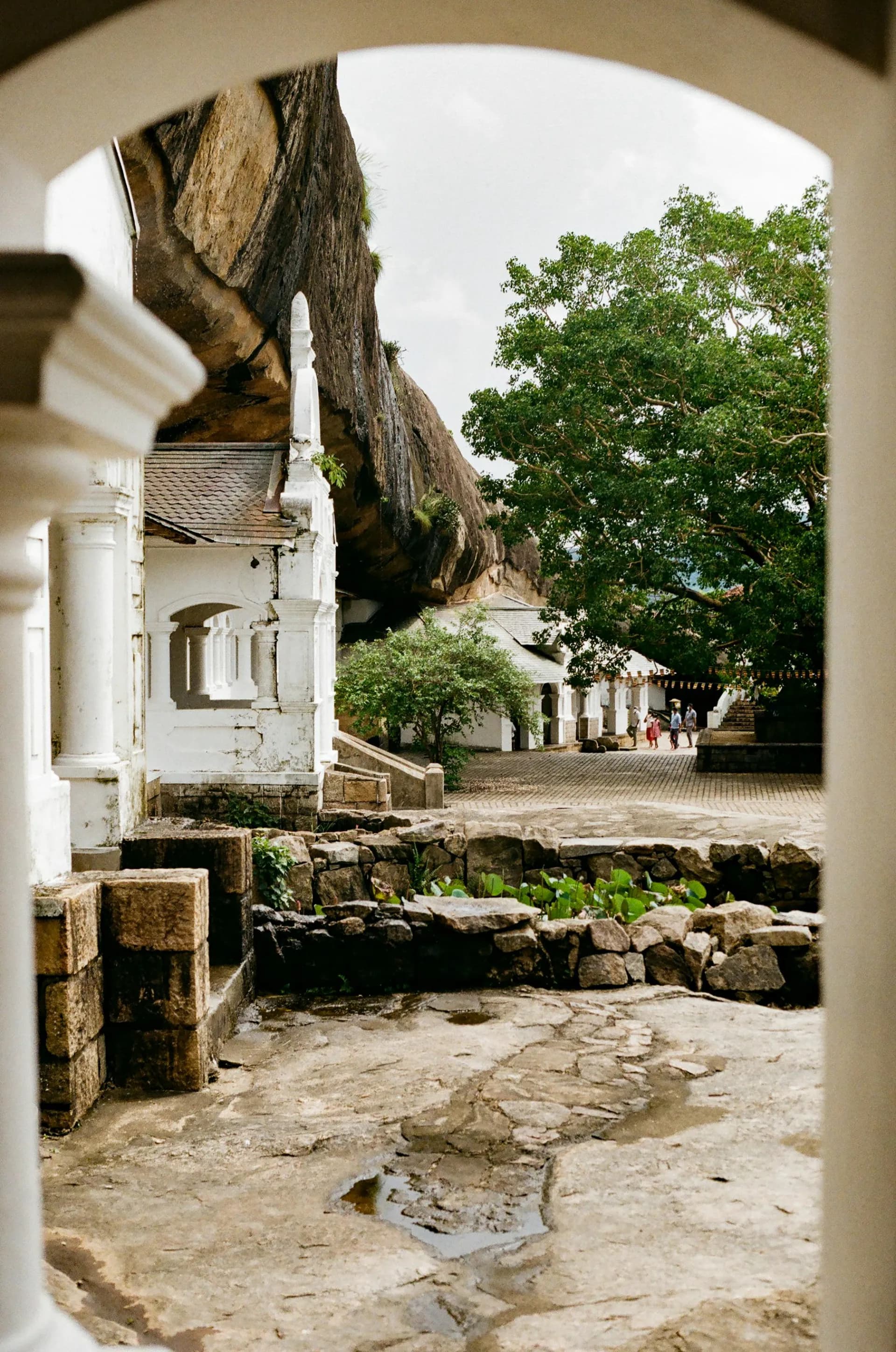 Dambulla Cave Temple with golden Buddha statues