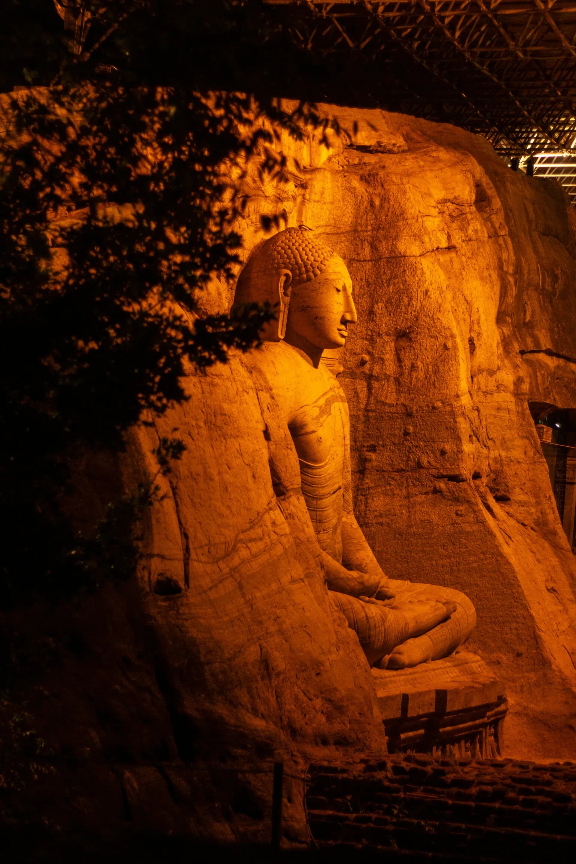 Ruins of the ancient royal city of Polonnaruwa at golden hour