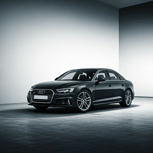 Luxury black Audi sedan on a modern driveway